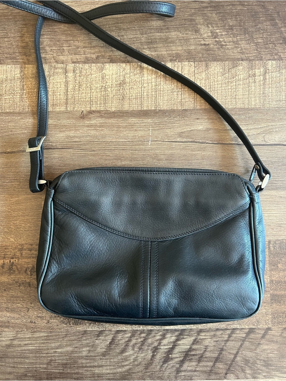 Derek Alexander Black Genuine Leather Crossbody with Adjustable Strap